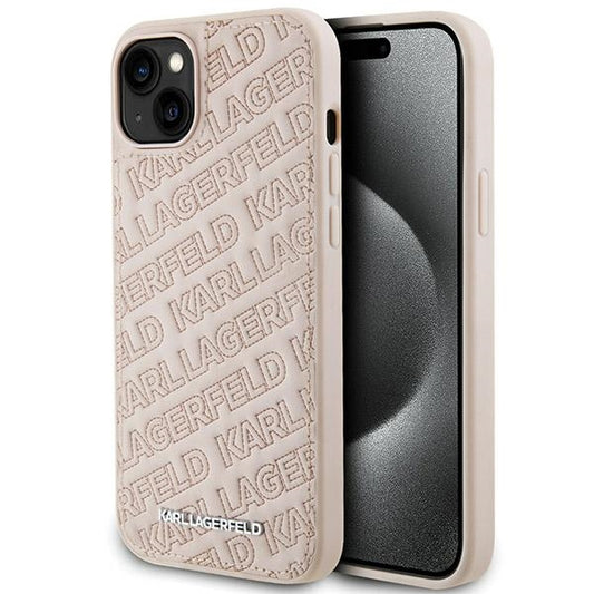 Husa pentru Apple iPhone 15, Karl Lagerfeld, Diagonal Quilted K Pattern, Roz
