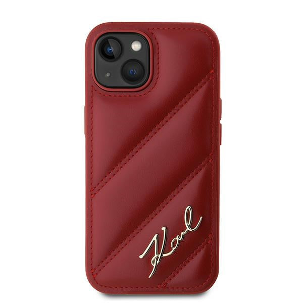 Husa pentru Apple iPhone 15, Karl Lagerfeld, Diagonal Quilted Script, Rosie