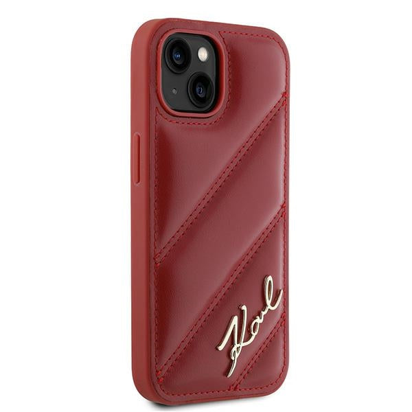 Husa pentru Apple iPhone 15, Karl Lagerfeld, Diagonal Quilted Script, Rosie