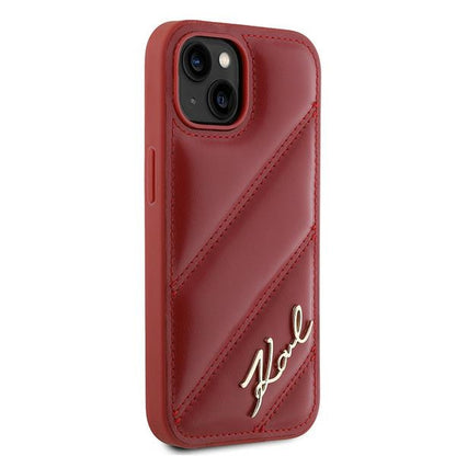 Husa pentru Apple iPhone 15, Karl Lagerfeld, Diagonal Quilted Script, Rosie