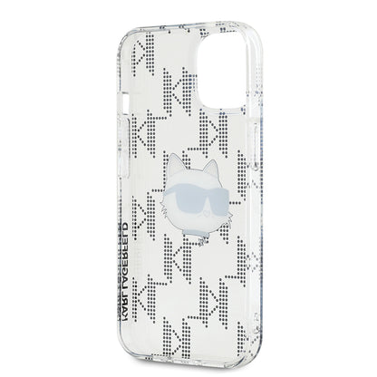 Husa pentru Apple iPhone 15, Karl Lagerfeld, IML Electroplated Choupette Head, Transparenta