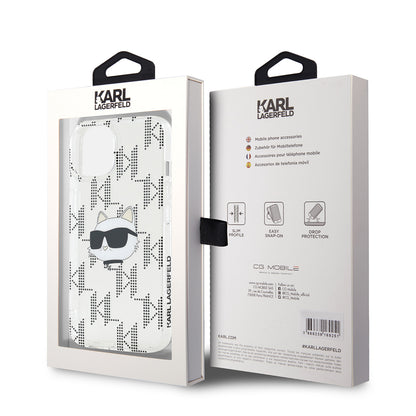 Husa pentru Apple iPhone 15, Karl Lagerfeld, IML Electroplated Choupette Head, Transparenta