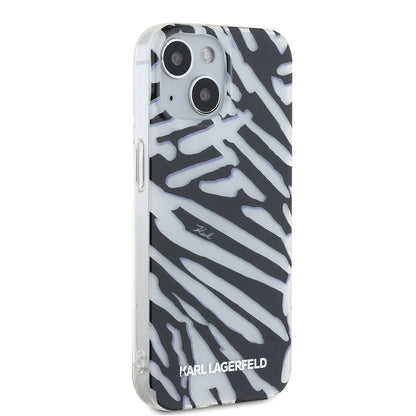 Husa pentru Apple iPhone 15, Karl Lagerfeld, IML Luxury Zebra Pattern with Strap, Neagra
