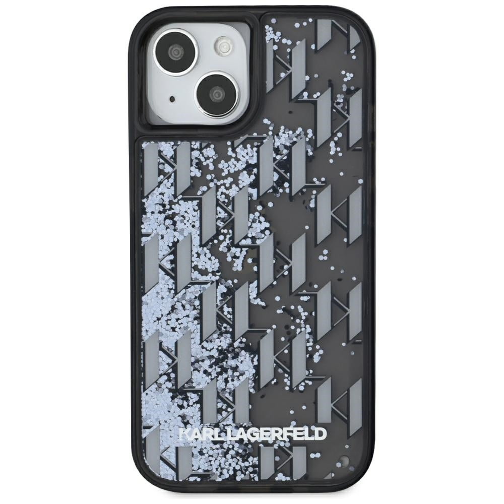 Husa pentru Apple iPhone 15, Karl Lagerfeld, Liquid Glitter Monogram, Neagra