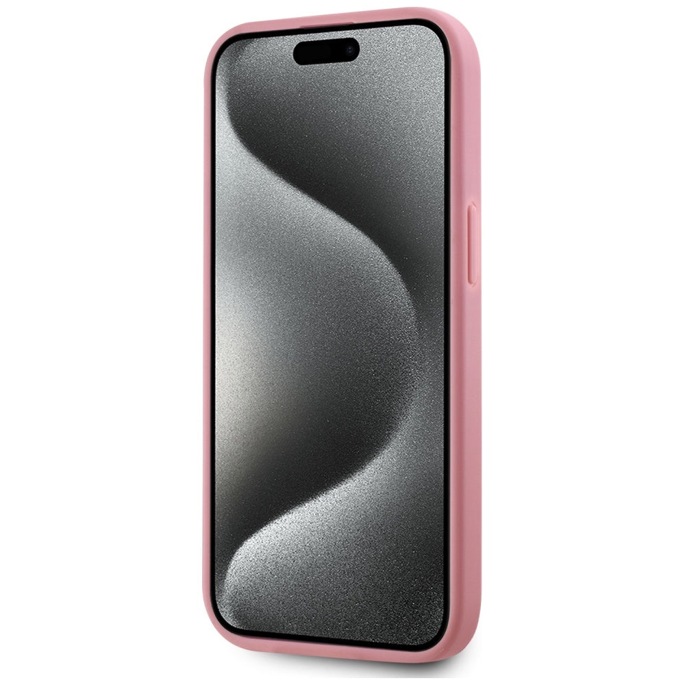 Husa pentru Apple iPhone 15, Karl Lagerfeld, Metal Signature, Roz