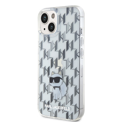 Husa pentru Apple iPhone 15, Karl Lagerfeld, Monogram Choupette, Transparenta