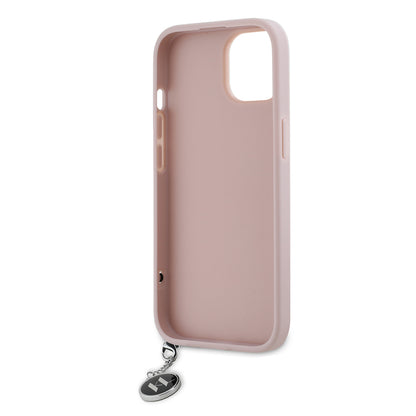 Husa pentru Apple iPhone 15, Karl Lagerfeld, Saffiano Rhinestones & Charm, Roz