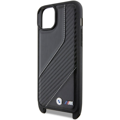 Husa pentru Apple iPhone 15 Plus, BMW, M Edition Carbon Stripe & Strap, Neagra