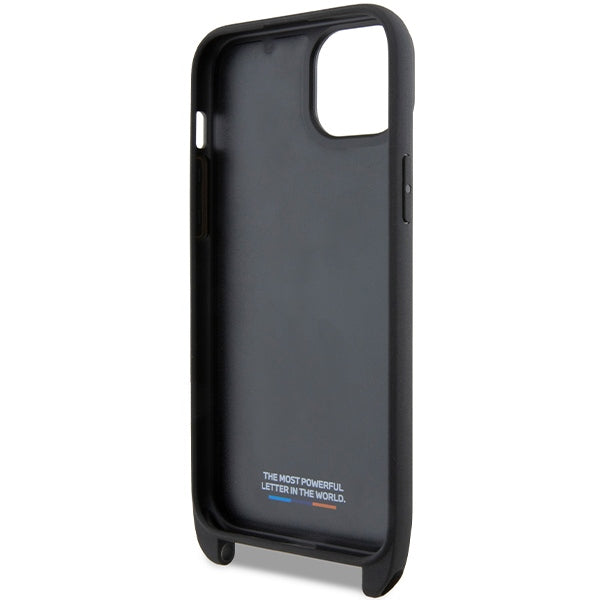 Husa pentru Apple iPhone 15 Plus, BMW, M Edition Carbon Stripe & Strap, Neagra