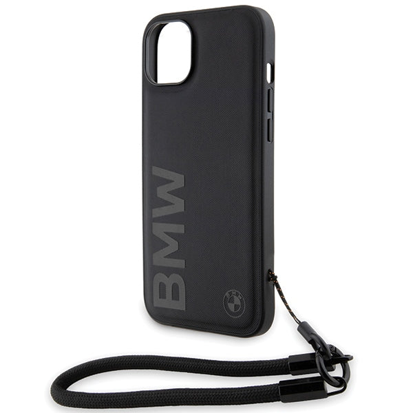 Husa pentru Apple iPhone 15 Plus, BMW, Signature Wordmark Cord, Neagra