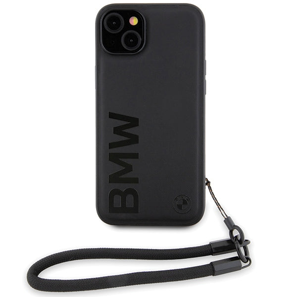 Husa pentru Apple iPhone 15 Plus, BMW, Signature Wordmark Cord, Neagra