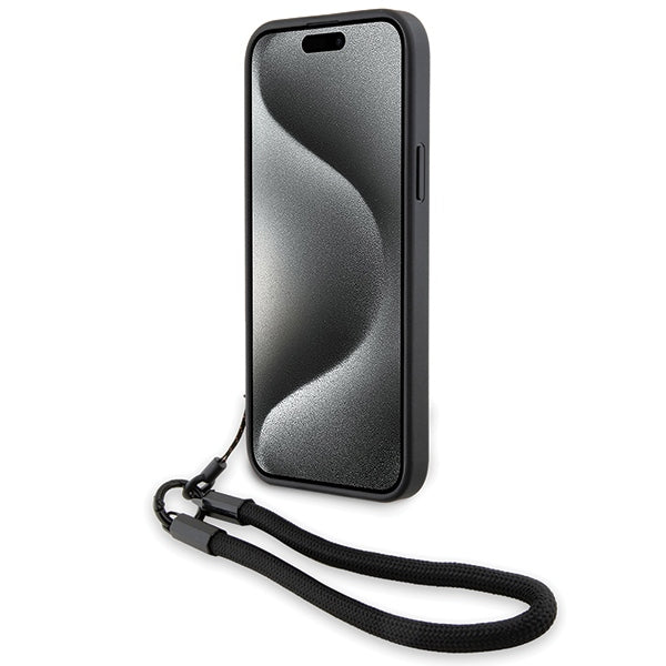 Husa pentru Apple iPhone 15 Plus, BMW, Signature Wordmark Cord, Neagra