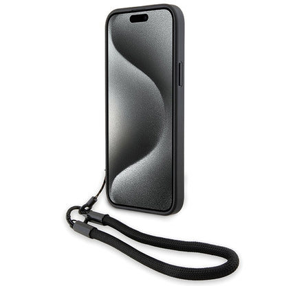 Husa pentru Apple iPhone 15 Plus, BMW, Signature Wordmark Cord, Neagra