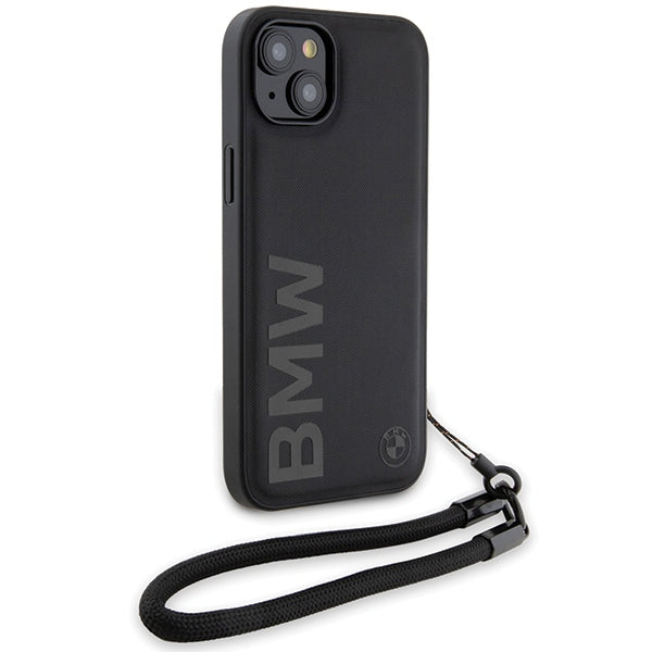 Husa pentru Apple iPhone 15 Plus, BMW, Signature Wordmark Cord, Neagra
