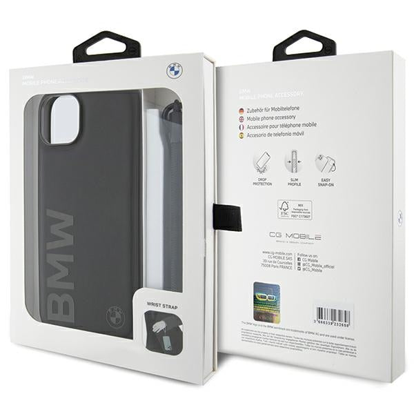 Husa pentru Apple iPhone 15 Plus, BMW, Signature Wordmark Cord, Neagra