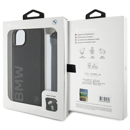Husa pentru Apple iPhone 15 Plus, BMW, Signature Wordmark Cord, Neagra