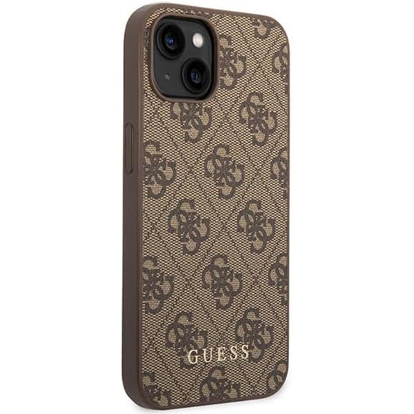 Husa pentru Apple iPhone 15 Plus, Guess, 4G Metal Gold Logo, Maro