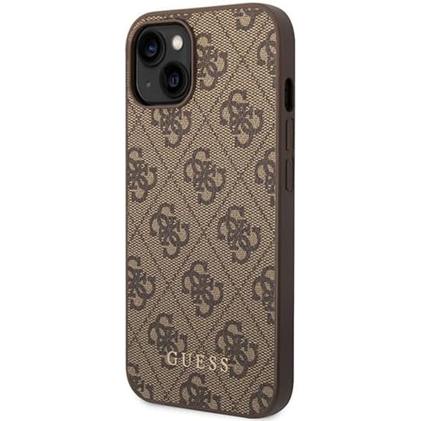 Husa pentru Apple iPhone 15 Plus, Guess, 4G Metal Gold Logo, Maro