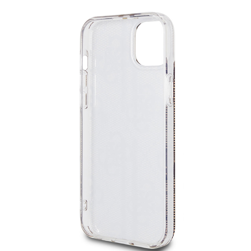 Husa pentru Apple iPhone 15 Plus, Guess, IML 4G Gold Stripe, Maro