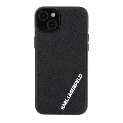 Husa pentru Apple iPhone 15 Plus, Karl Lagerfeld, 3D Rubber Multi Logo, Neagra