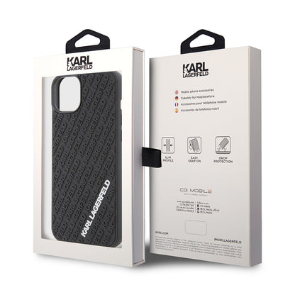 Husa pentru Apple iPhone 15 Plus, Karl Lagerfeld, 3D Rubber Multi Logo, Neagra