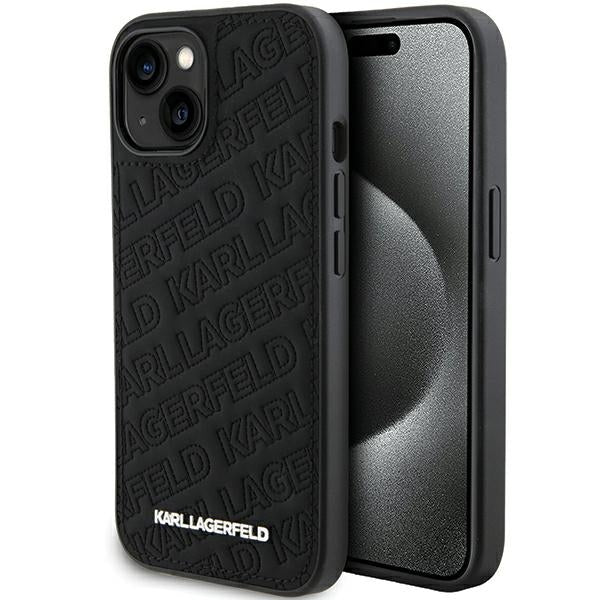 Husa pentru Apple iPhone 15 Plus, Karl Lagerfeld, Diagonal Quilted K Pattern, Neagra