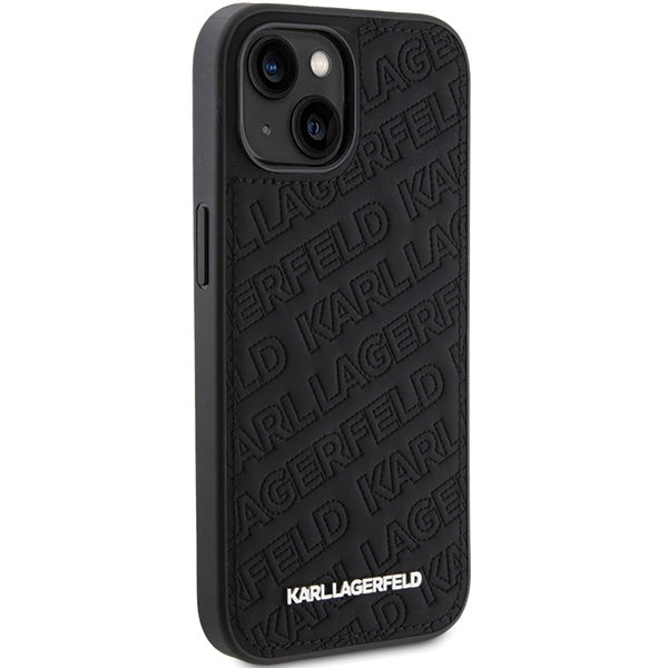 Husa pentru Apple iPhone 15 Plus, Karl Lagerfeld, Diagonal Quilted K Pattern, Neagra