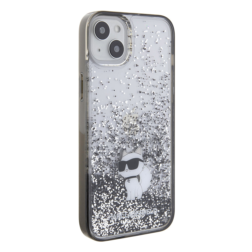 Husa pentru Apple iPhone 15 Plus, Karl Lagerfeld, Liquid Glitter Choupette, Transparenta