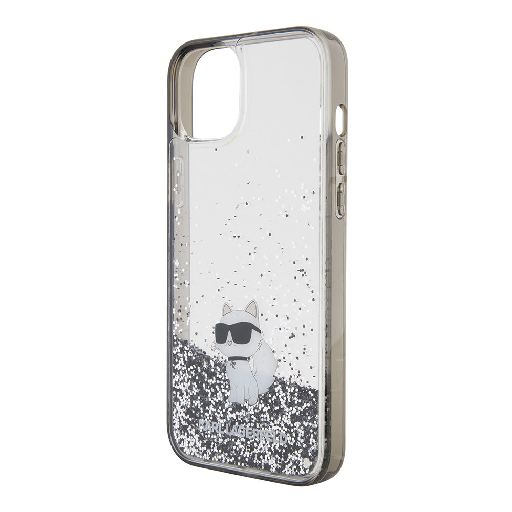 Husa pentru Apple iPhone 15 Plus, Karl Lagerfeld, Liquid Glitter Choupette, Transparenta