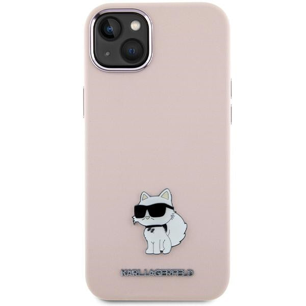Husa pentru Apple iPhone 15 Plus, Karl Lagerfeld, Silicone Choupette Metal, Roz