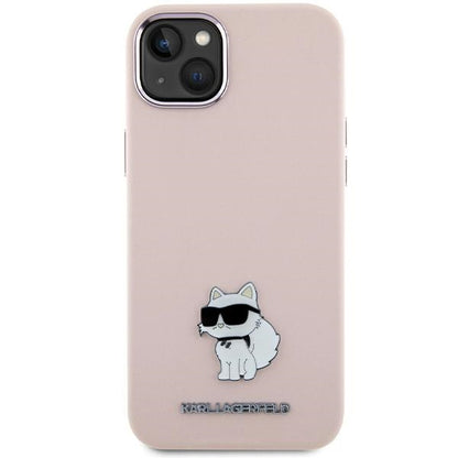 Husa pentru Apple iPhone 15 Plus, Karl Lagerfeld, Silicone Choupette Metal, Roz