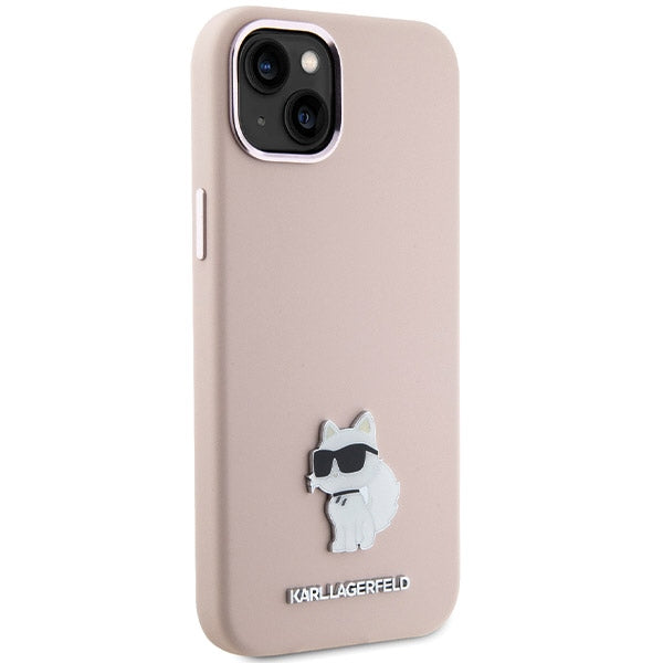 Husa pentru Apple iPhone 15 Plus, Karl Lagerfeld, Silicone Choupette Metal, Roz