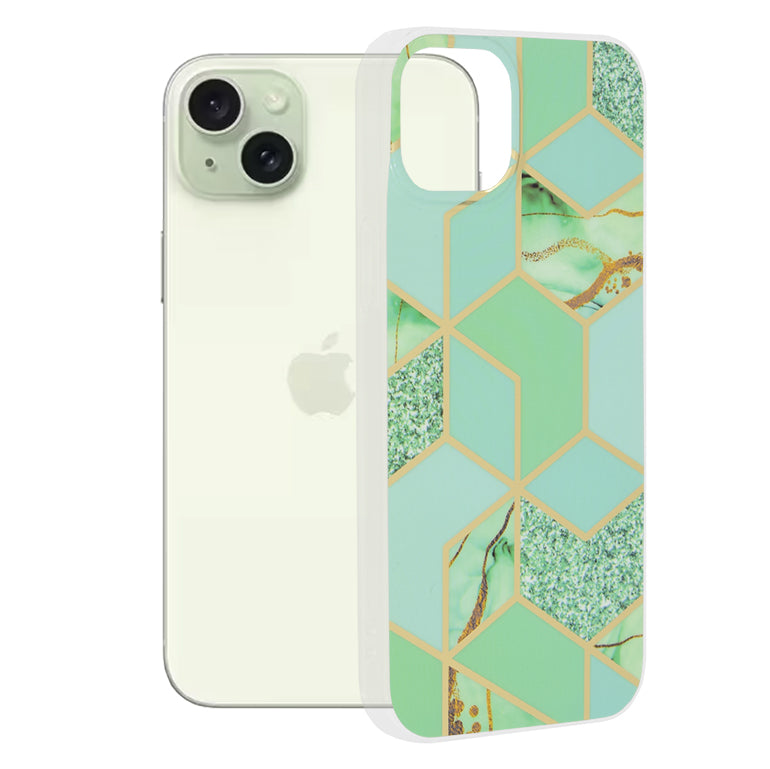 Husa pentru Apple iPhone 15 Plus, Techsuit, Marble, Verde