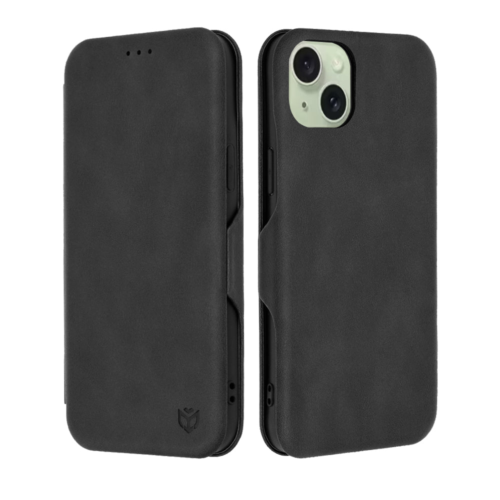 Husa pentru Apple iPhone 15 Plus, Techsuit, Safe Wallet Plus, Neagra