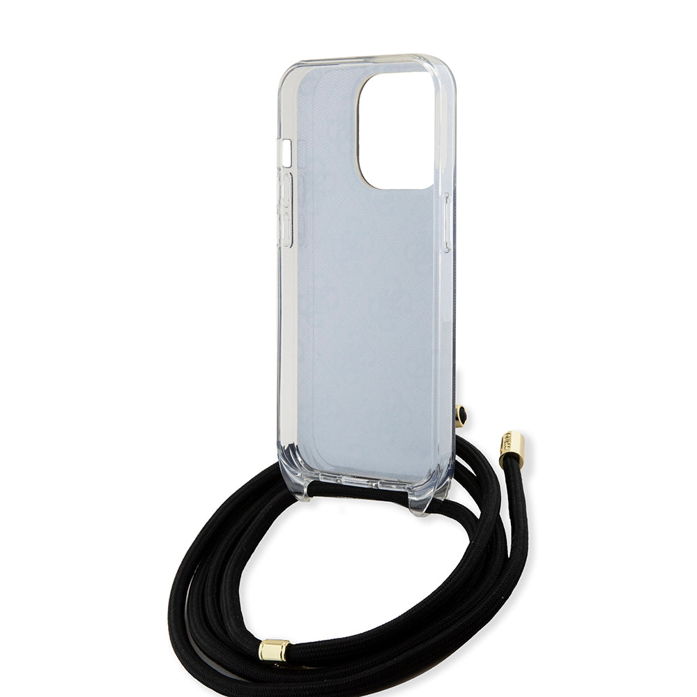 Husa pentru Apple iPhone 15 Pro, Guess, Crossbody Cord 4G Print, Neagra