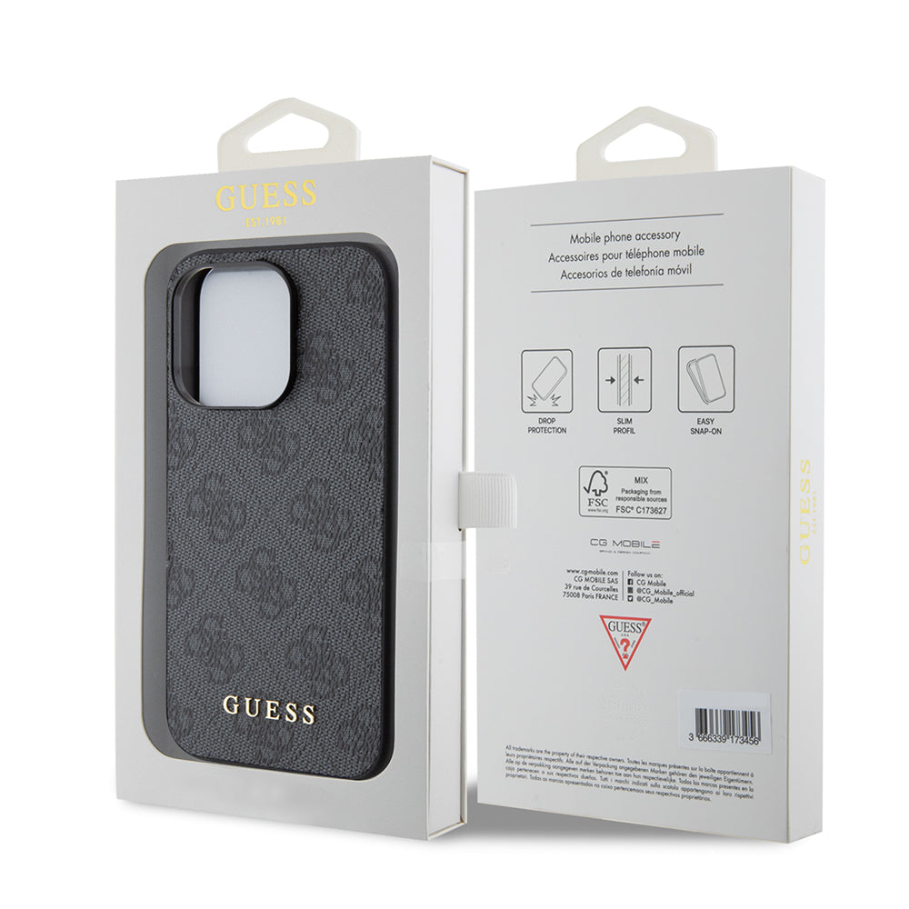 Husa pentru Apple iPhone 15 Pro, Guess, 4G Metal Gold Logo, Gri