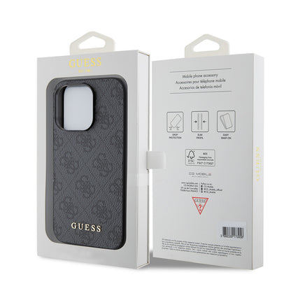 Husa pentru Apple iPhone 15 Pro, Guess, 4G Metal Gold Logo, Gri