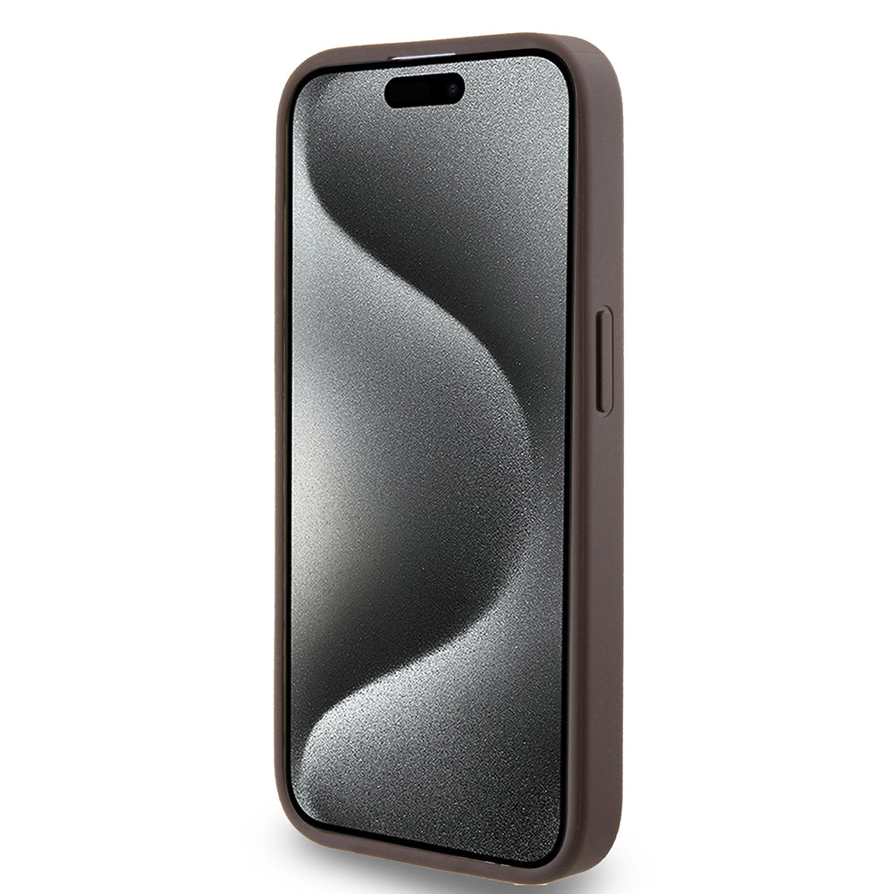 Husa pentru Apple iPhone 15 Pro, Guess, 4G Metal Gold Logo, Maro