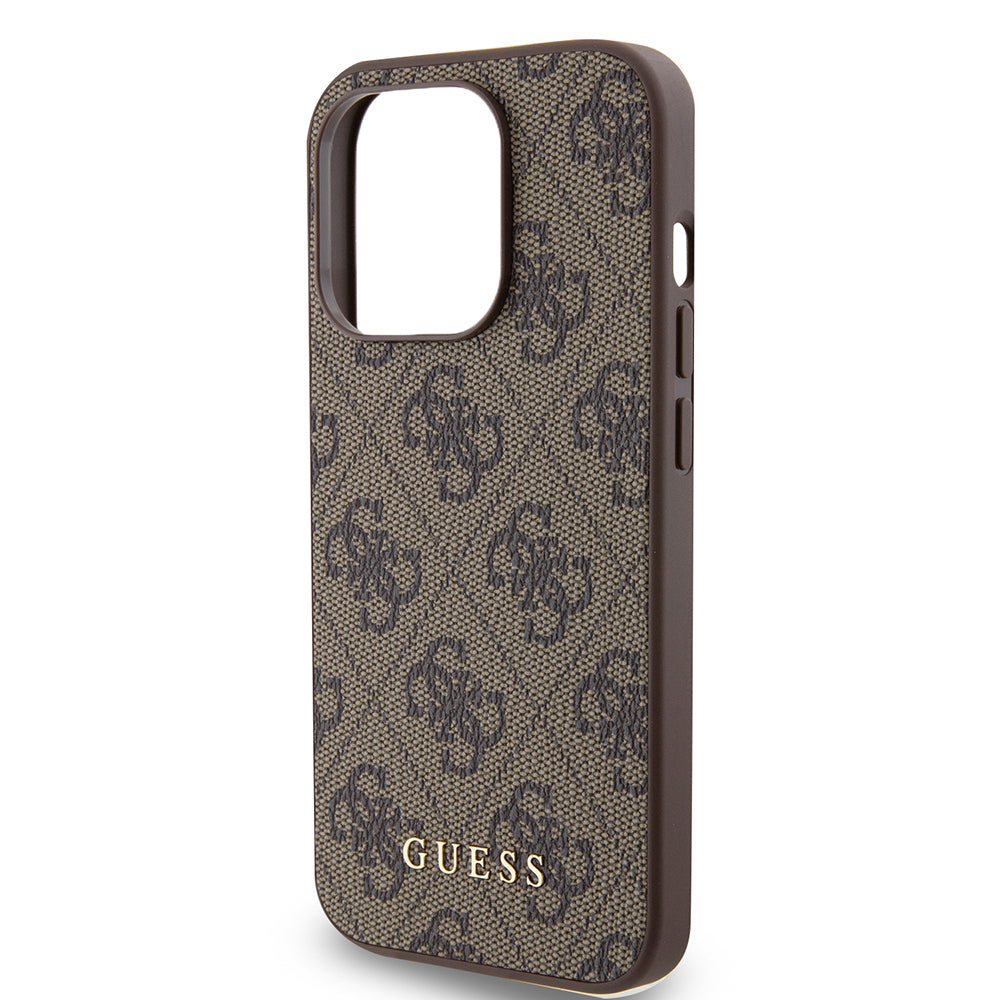 Husa pentru Apple iPhone 15 Pro, Guess, 4G Metal Gold Logo, Maro