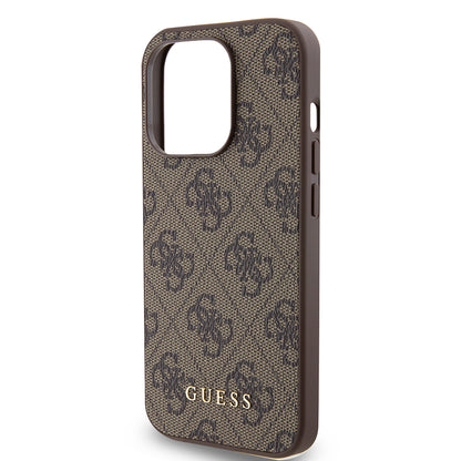 Husa pentru Apple iPhone 15 Pro, Guess, 4G Metal Gold Logo, Maro