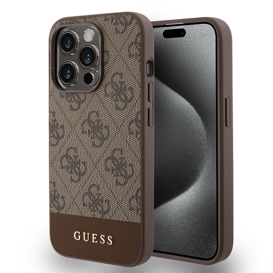 Husa pentru Apple iPhone 15 Pro, Guess, 4G Stripe, Maro