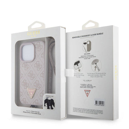 Husa pentru Apple iPhone 15 Pro, Guess, Crossbody 4G Metal Logo, Roz