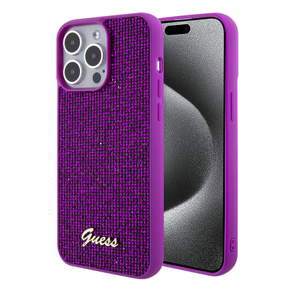 Husa pentru Apple iPhone 15 Pro, Guess, Disco Metal Script, Fucsia