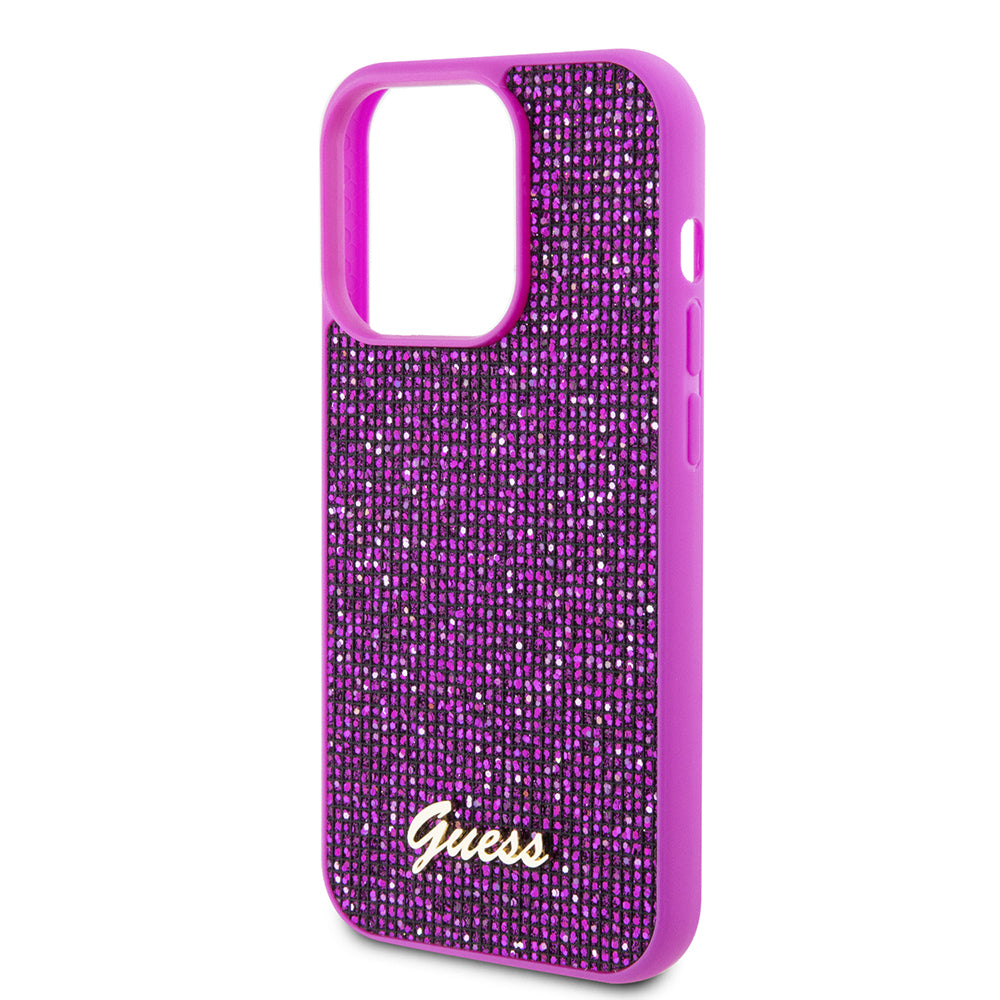 Husa pentru Apple iPhone 15 Pro, Guess, Disco Metal Script, Fucsia