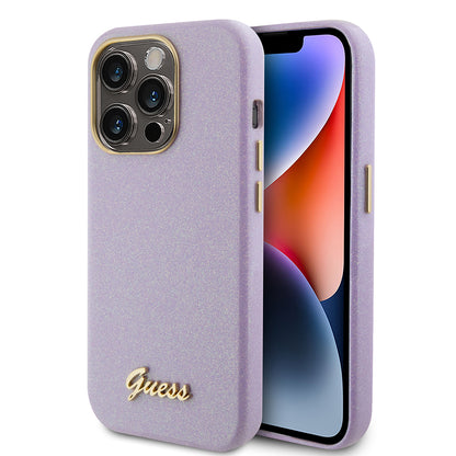 Husa pentru Apple iPhone 15 Pro, Guess, Glitter Glossy Script, Mov Deschis