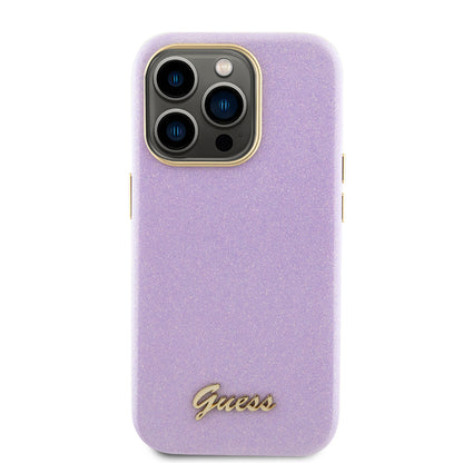 Husa pentru Apple iPhone 15 Pro, Guess, Glitter Glossy Script, Mov Deschis