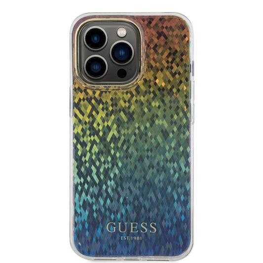Husa pentru Apple iPhone 15 Pro, Guess, IML Faceted Mirror Disco Iridescent, Multicolor