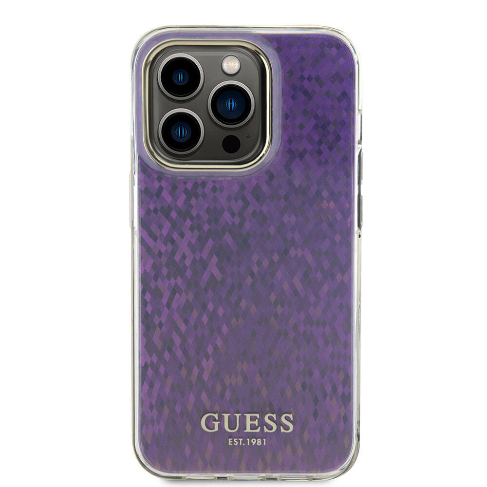 Husa pentru Apple iPhone 15 Pro, Guess, IML Faceted Mirror Disco Iridescent, Roz