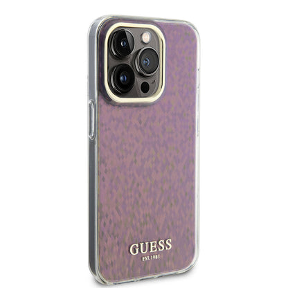 Husa pentru Apple iPhone 15 Pro, Guess, IML Faceted Mirror Disco Iridescent, Roz