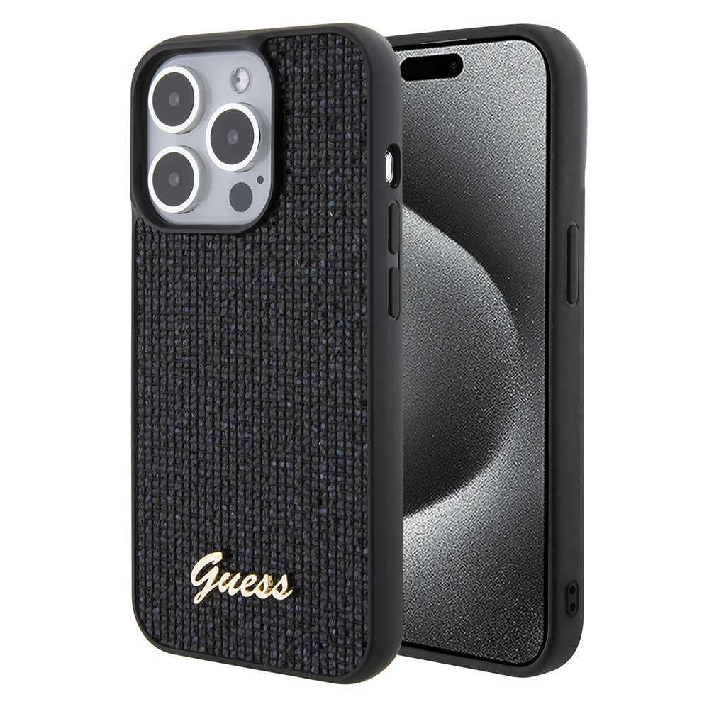 Husa pentru Apple iPhone 15 Pro, Guess, PU Square Mirror Script Logo, Neagra GUHCP15LPMSDGSK